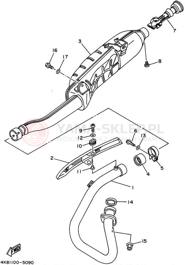 Schemat "Wydech końcowy" do Yamaha WOLVERINE YFM35FXG_M
