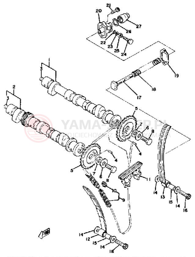 Schemat "Rozrząd - napinacz" do Yamaha XS750SF