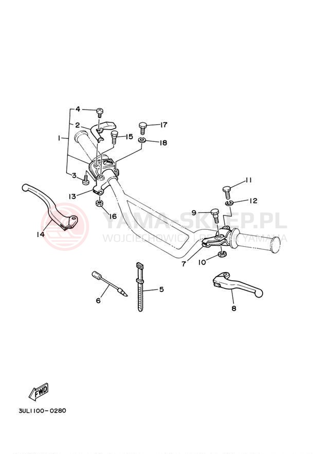 Schemat "Kierownica i osprzęt" do Yamaha RT100 RT100M