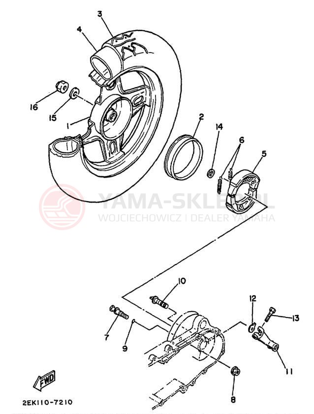 Schemat "Koło tył" do Yamaha RAZZ SH50M
