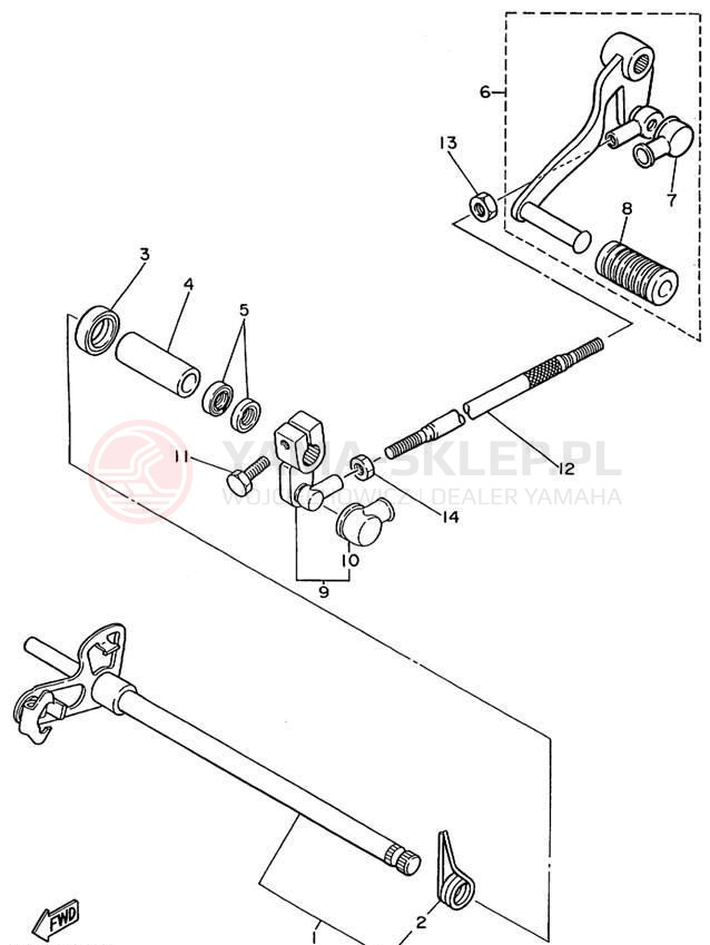 Schemat "Dźwignia zmiany biegów, wałek" do Yamaha FZR600RLC/FZR600RL