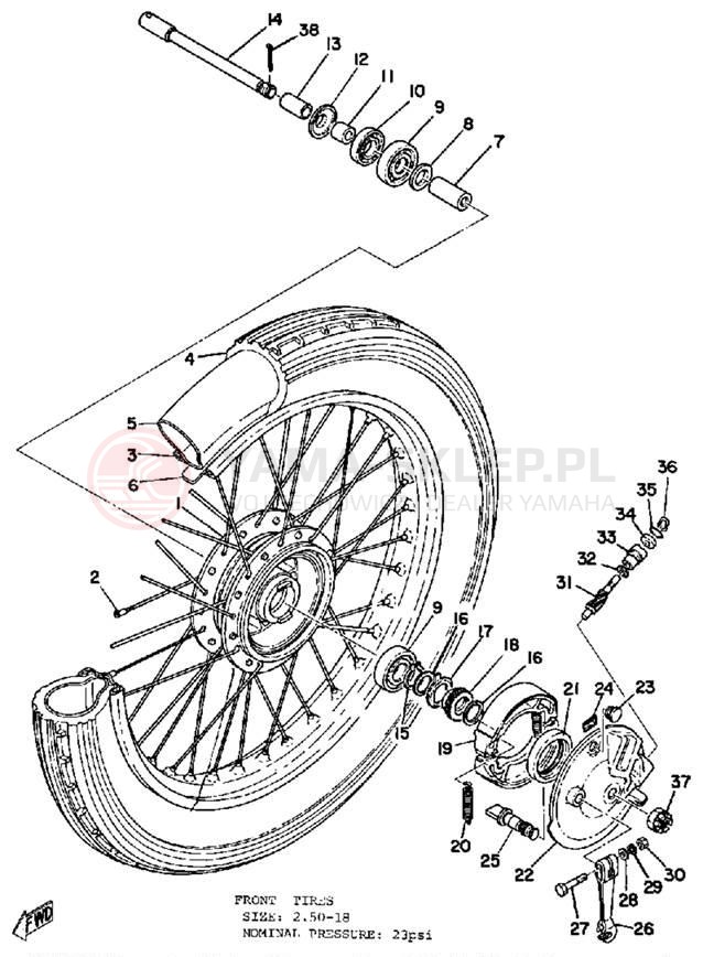 Schemat "Koło przód" do Yamaha RS100B