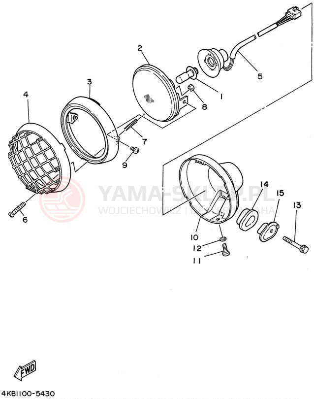 Schemat "Lampa przód" do Yamaha YFM35FXG