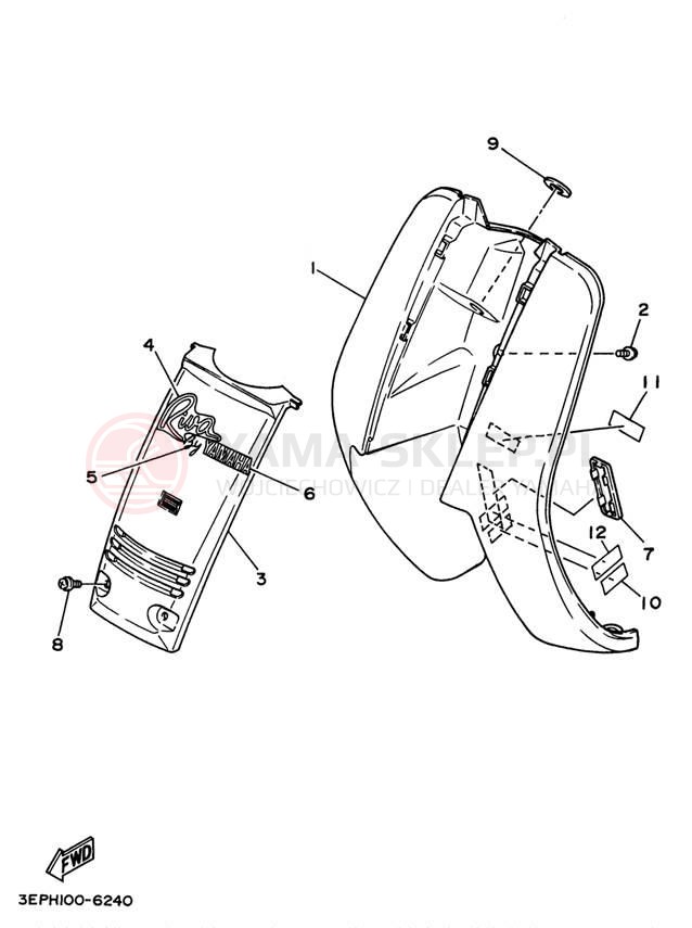Schemat "Nadwozie przód" do Yamaha RAZZ SH50L