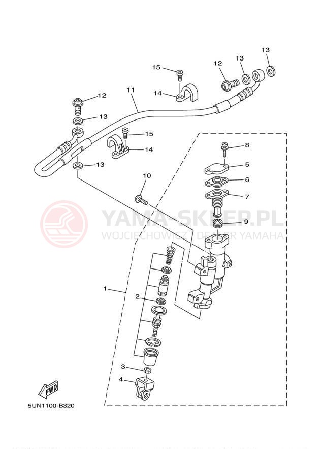Schemat "Pompa hamulcowa tył" do Yamaha YZ125 YZ125R