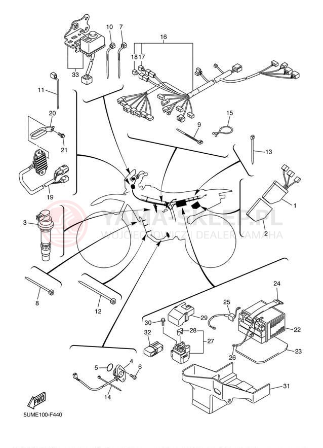 Schemat "układ elektryczny" do Yamaha WR250F WR250FW