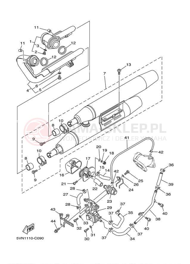 Schemat "Wydech końcowy" do Yamaha ROAD STAR XV17ASC/XV17AS
