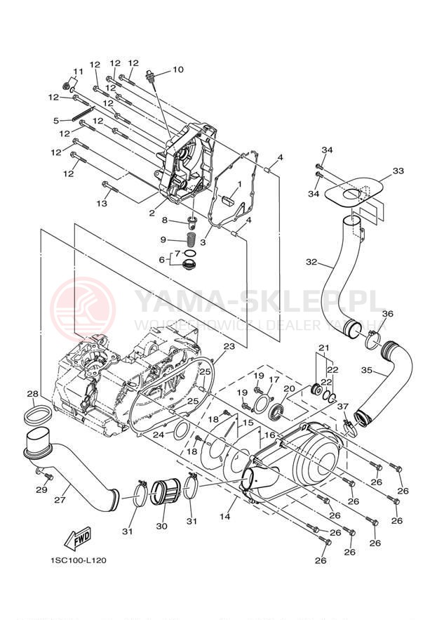 Schemat "Pokrywa silnika" do Yamaha GRIZZLY 300 YFM30GBL/YFM30GBGR