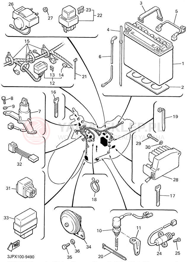 Schemat "układ elektryczny" do Yamaha V-MAX 1200 VMX12LC/VMX12L