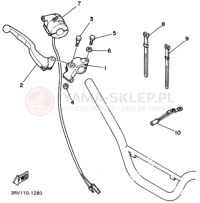 Schemat "Kierownica i osprzęt" do Yamaha Y-ZINGER PW80G