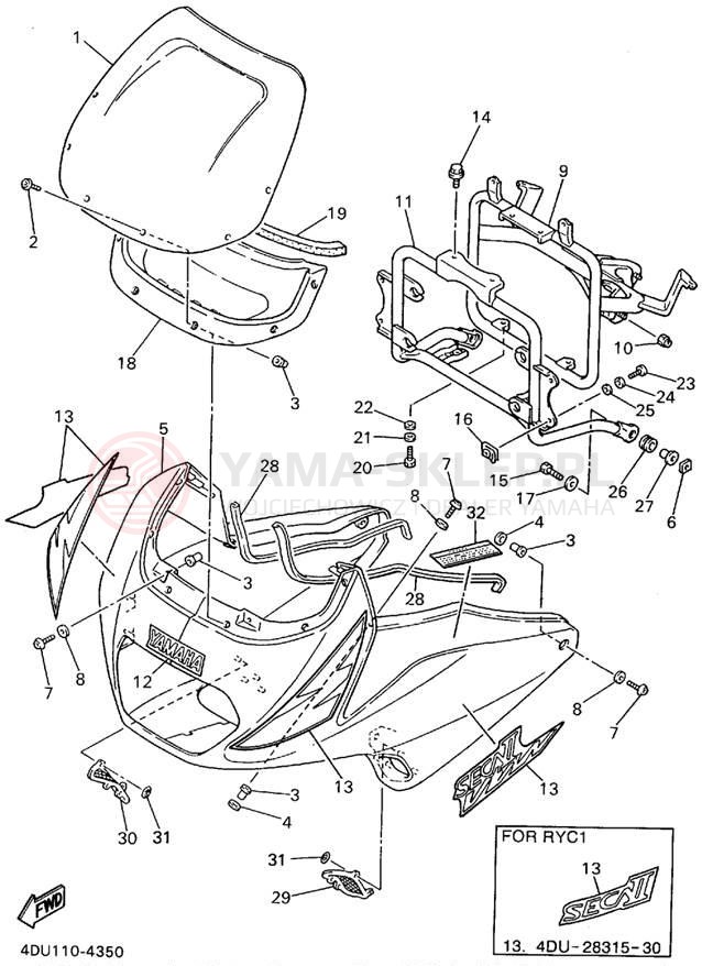 Schemat "elementy nadwozia" do Yamaha SECA II XJ600SFC/XJ600SF
