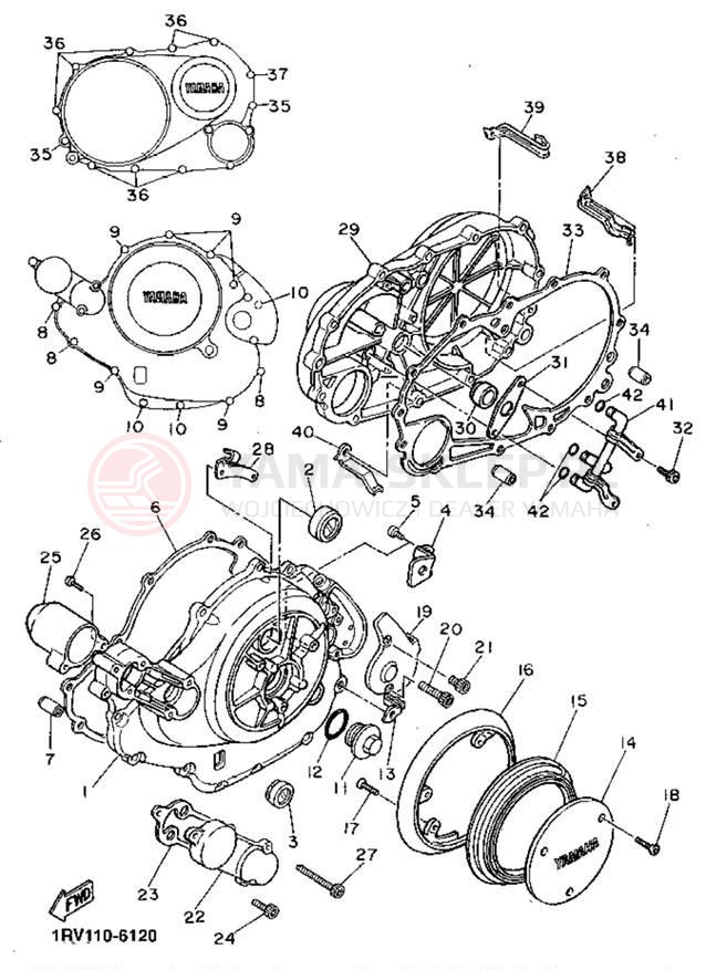 Schemat "Pokrywa silnika" do Yamaha VIRAGO 750 XV750DC/XV750D