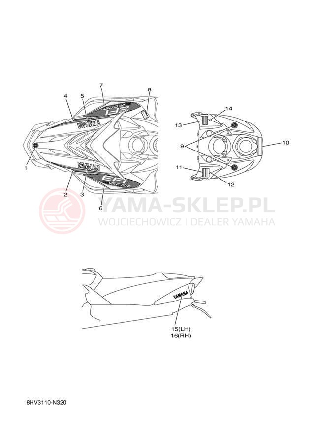 Schemat "naklejki" do Yamaha RS VECTOR RS90PER/RS90PEL