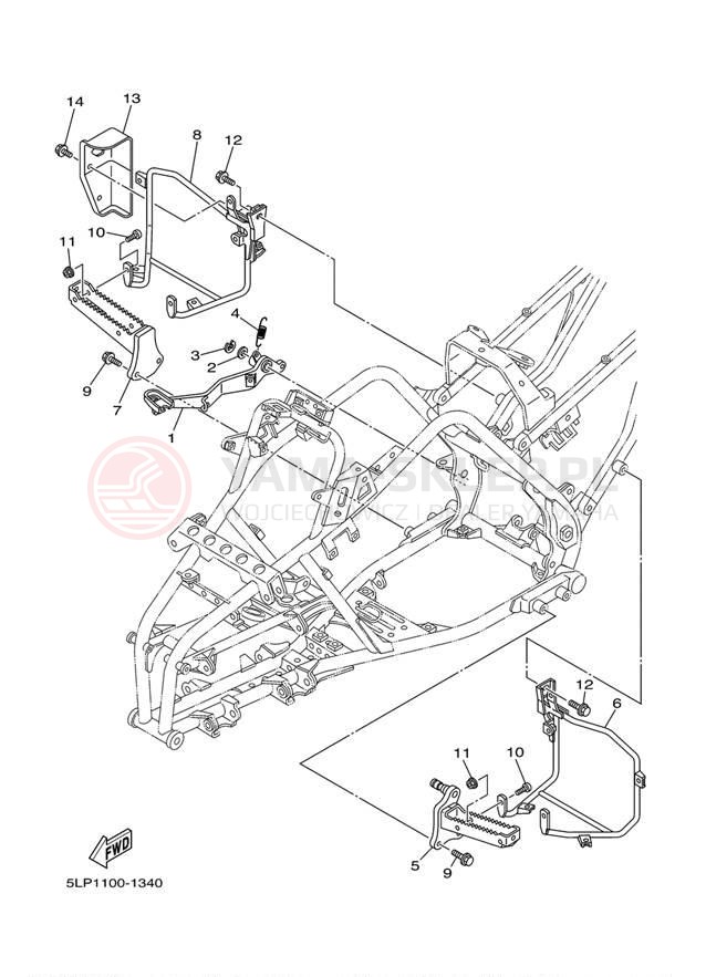 Schemat "Stopka postojowa i podnóżki" do Yamaha 660R RAPTOR YFM660RT