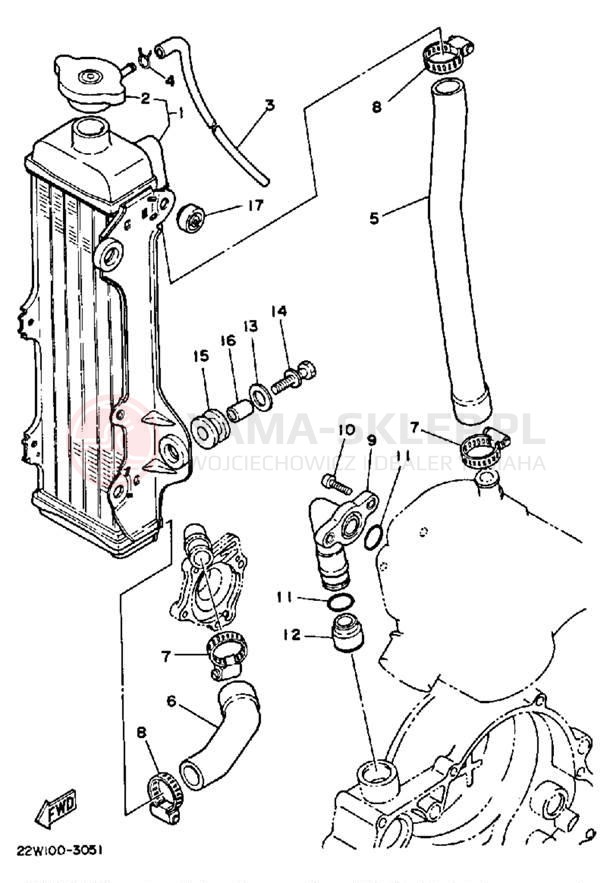Schemat "Układ chlodzenia" do Yamaha YZ80N