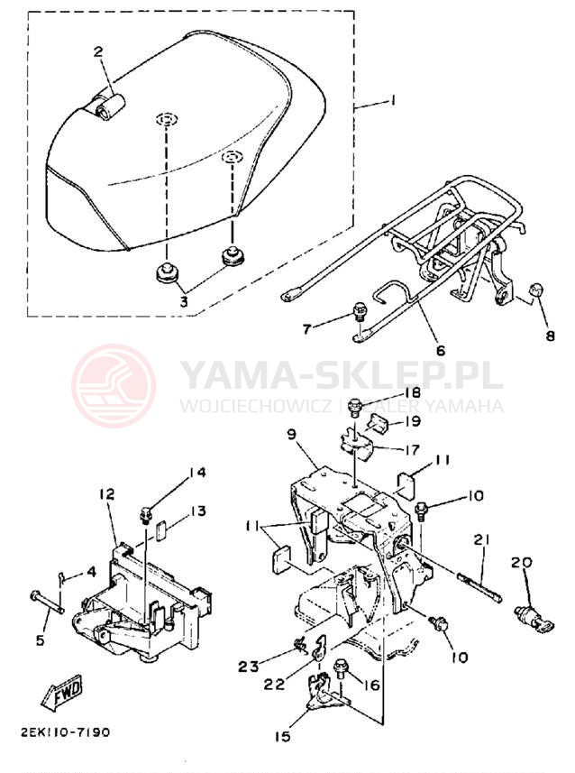 Schemat "Siedzenie - stelaż" do Yamaha SH50EMT/SH50T