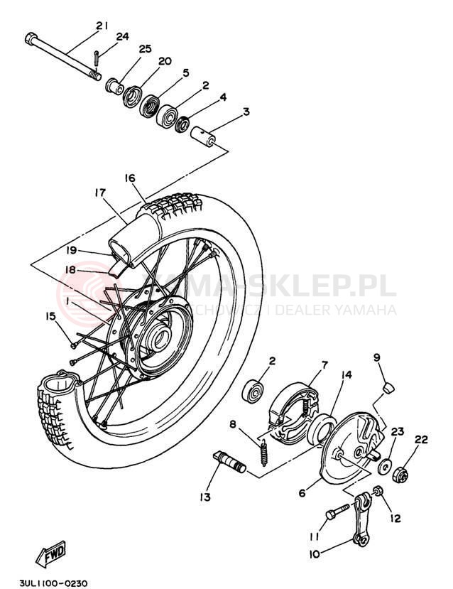 Schemat "Koło przód" do Yamaha RT100K