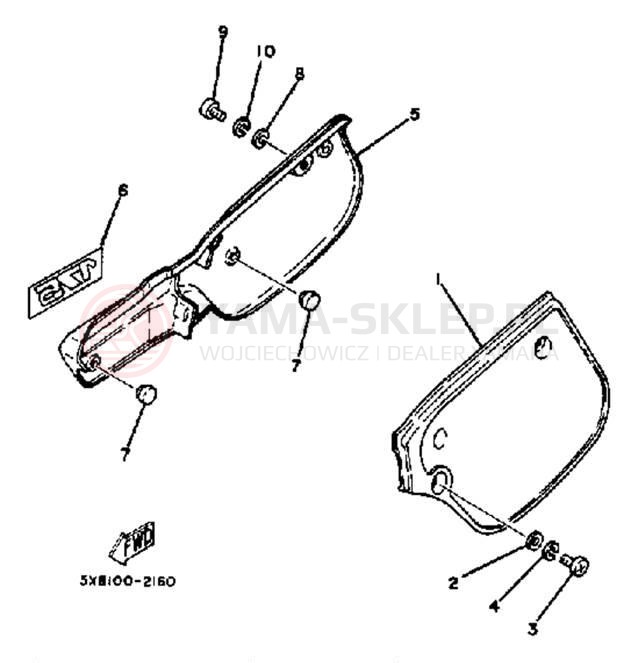 Schemat "Pokrywa boczna" do Yamaha IT175J