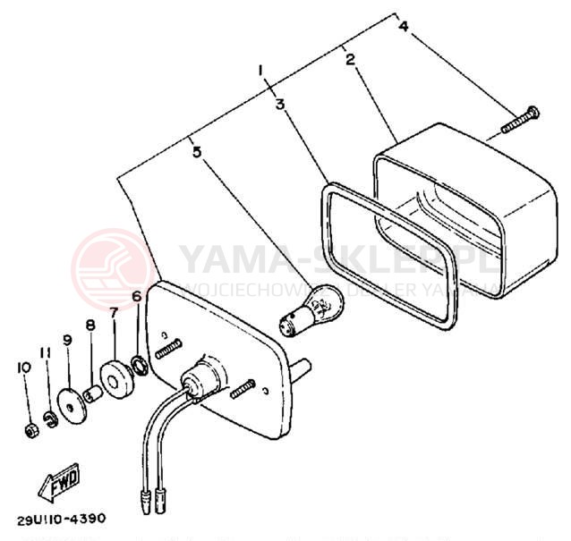 Schemat "lampa tył" do Yamaha MOTO-4 YFM225T