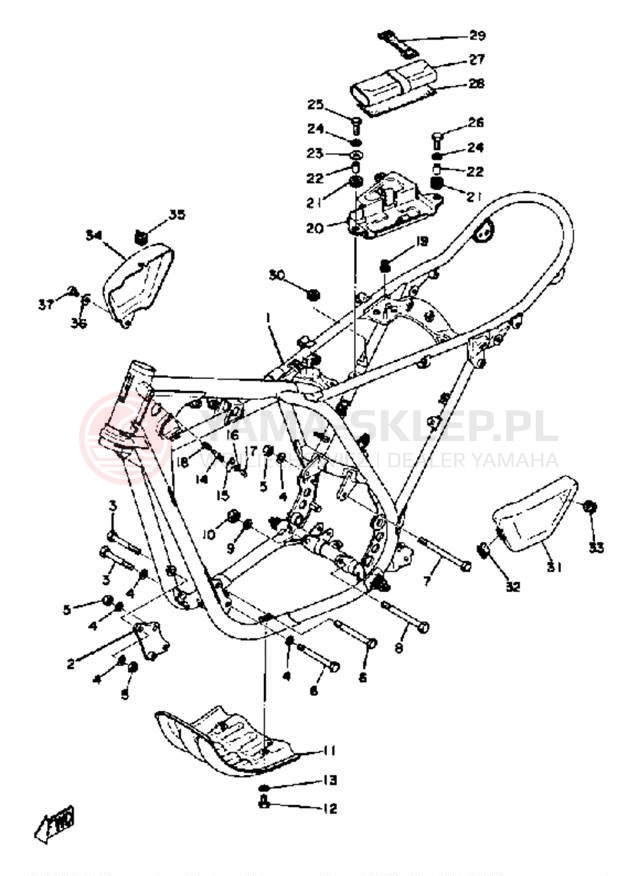 Schemat "pokrywa boczna ramy" do Yamaha DT360A/DT250A