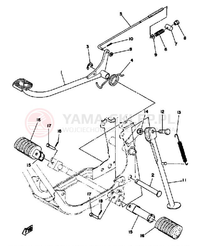 Schemat "Stopka postoj., dźw. Hamulca tył" do Yamaha GT80G