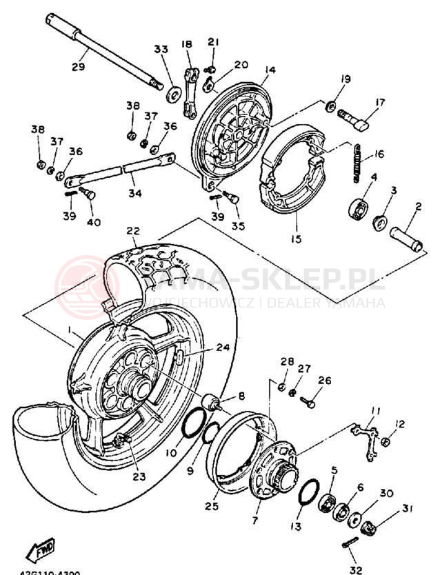 Schemat "Koło tył" do Yamaha VIRAGO 1100 XV1100E/XV1100EC