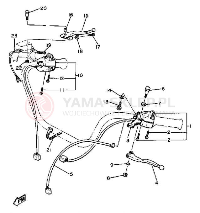 Schemat "Kierownica i osprzęt" do Yamaha XS650SH