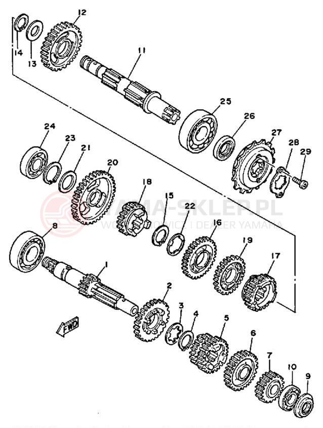 Schemat "Skrzynia biegów " do Yamaha SRX250TC/SRX250T