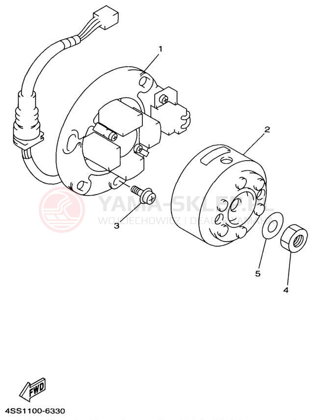 Schemat "prądnica" do Yamaha YZ125 YZ125J1