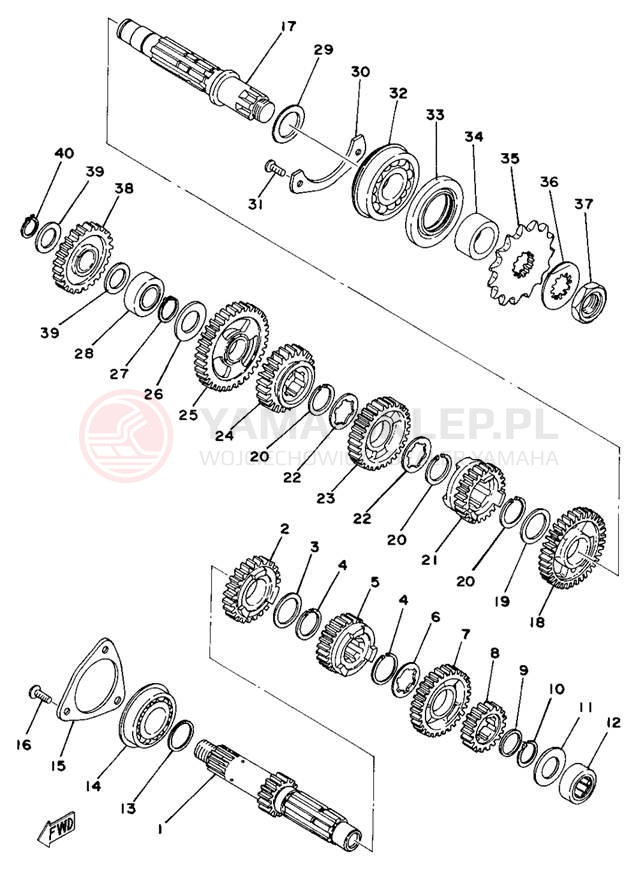 Schemat "Skrzynia biegów " do Yamaha DT400D/DT250D