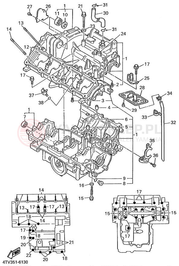 Schemat "Obudowa silnika" do Yamaha YZF600R YZF600RL/YZF600RLC