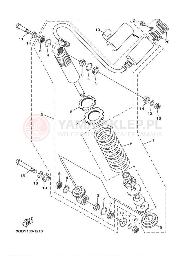 Schemat "zawieszenie tył" do Yamaha WARRIOR YFM350XNC/YFM350XN