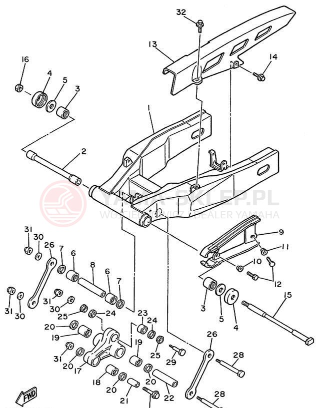 Schemat "wahacz" do Yamaha FZR600RLC/FZR600RL