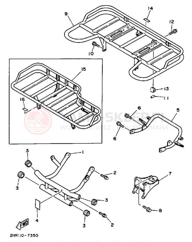 Schemat "osłona / stelaż" do Yamaha BIG BEAR 4WD YFM350FWU