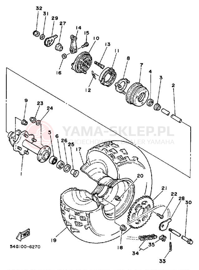 Schemat "Koło tył" do Yamaha BIG WHEEL ELEC START BW200ES