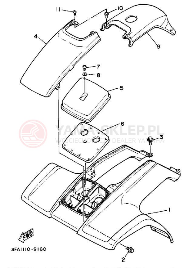 Schemat "Przedni błotnik" do Yamaha BREEZE YFA1W