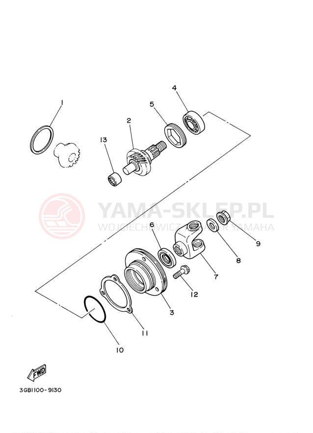 Schemat "Przeniesienie napędu" do Yamaha RAPTOR 80 YFM80WR