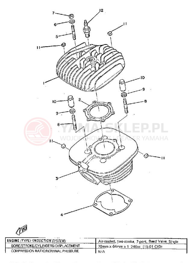 Schemat "głowica" do Yamaha TY250A