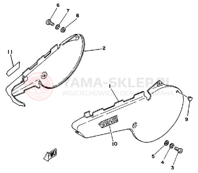 Schemat "Pokrywa boczna" do Yamaha IT125H