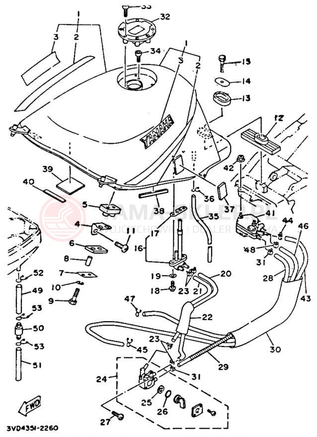 Schemat "zbiornik paliwa" do Yamaha TDM850 TDM850DC/TDM850D