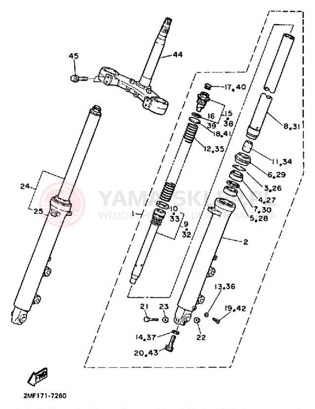 Schemat "Amortyzatory przód" do Yamaha FZ700TC/FZ700T