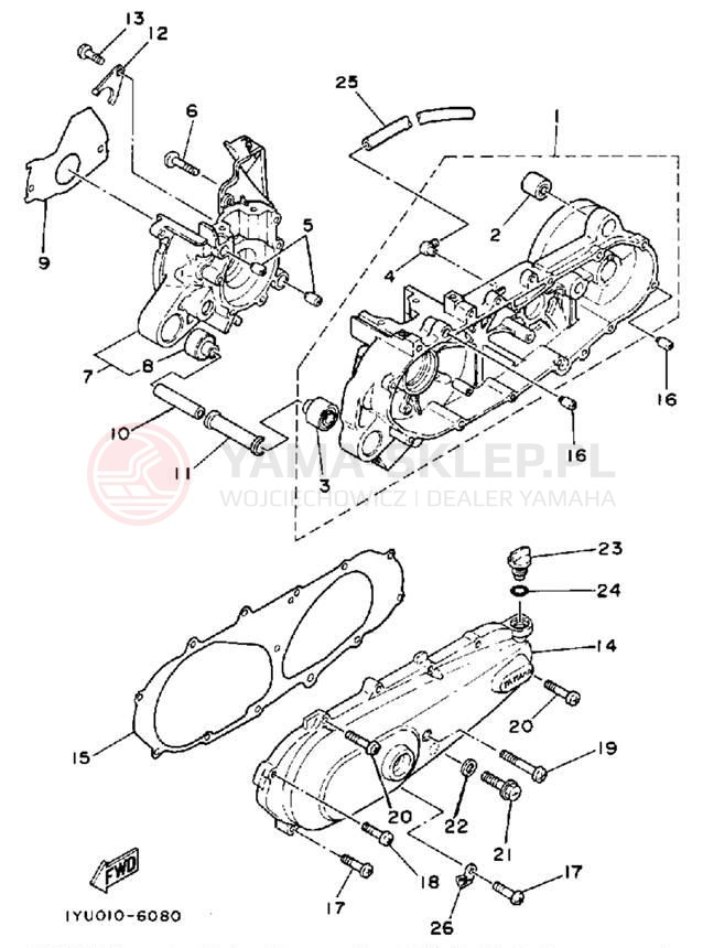 Schemat "Obudowa silnika" do Yamaha SH50EMT/SH50T