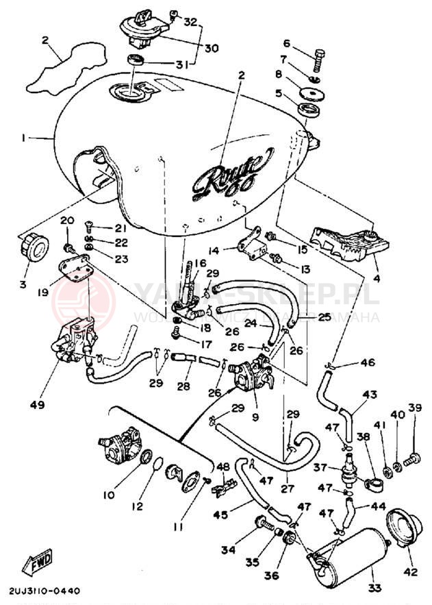 Schemat "zbiornik paliwa" do Yamaha ROUTE 66 XV250AC/XV250A