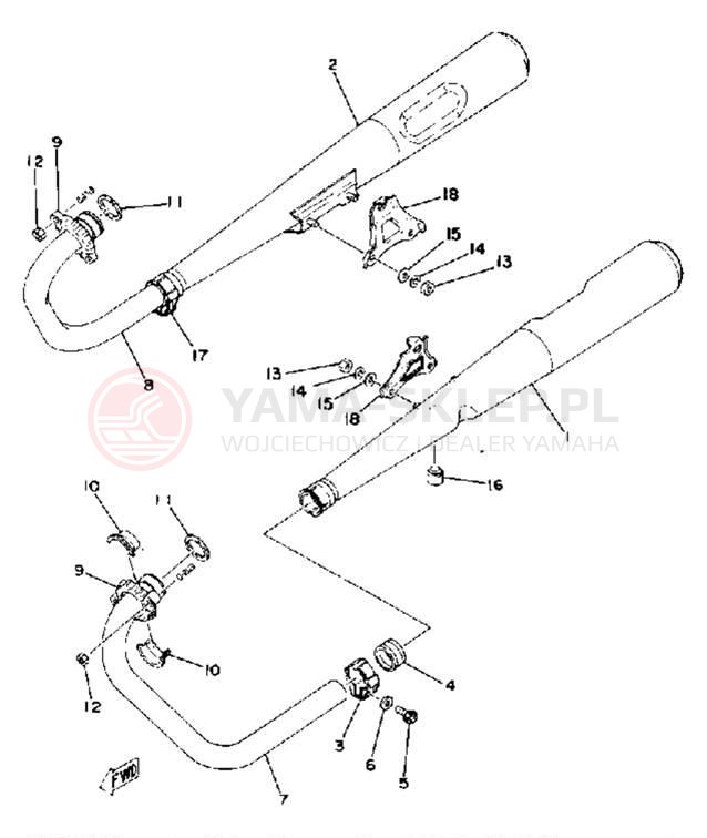 Schemat "Wydech końcowy" do Yamaha XS400E