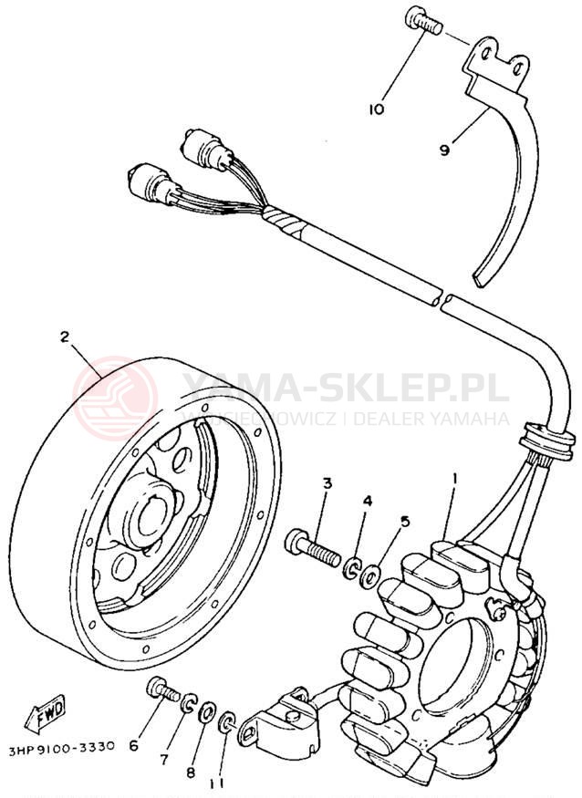 Schemat "prądnica" do Yamaha BIG BEAR 4WD YFM350FWD