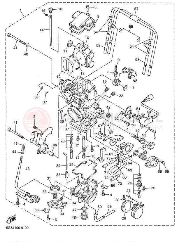 Schemat "Gaźnik" do Yamaha WR400F WR400FK