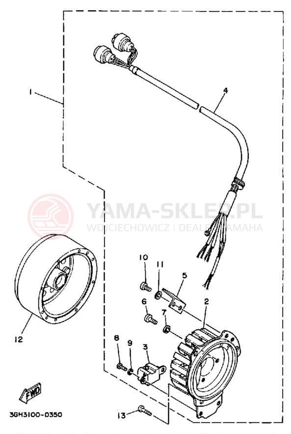 Schemat "prądnica" do Yamaha MOTO-4 YFM250A