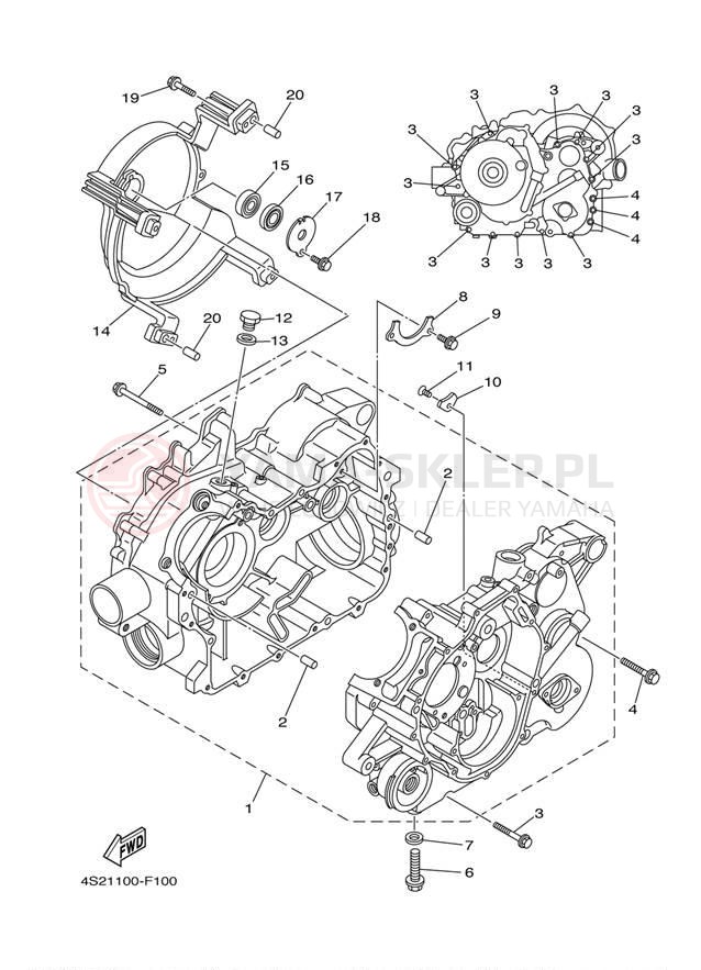 Schemat "Obudowa silnika" do Yamaha GRIZZLY 350 IRS YFM35FGIW