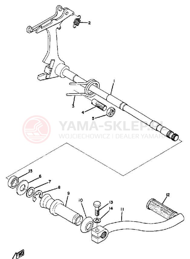 Schemat "Dźwignia zmiany biegów, wałek" do Yamaha TR2 TR2B TR2B