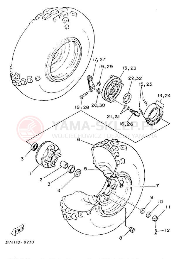 Schemat "Koło przód" do Yamaha BREEZE YFA1F